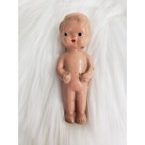 Painte‎ Bisque Frozen Charlotte Miniature Doll - 3 1/2 in, Antique